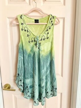 Green tie dye style style style dress